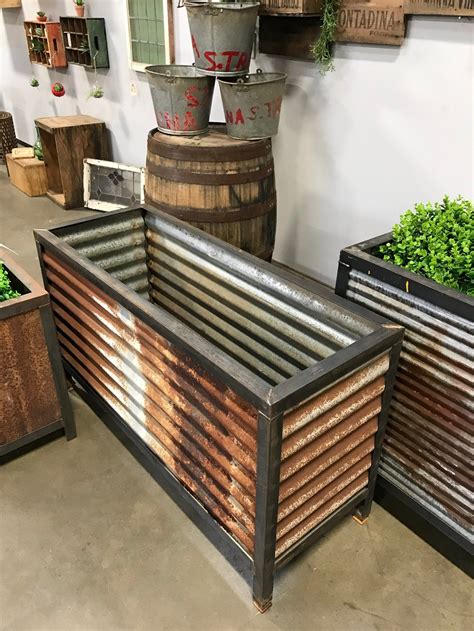 vintage metal planter boxes|metal elevated planter box.